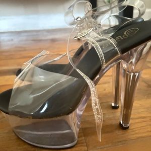 Clear pleasers heels women size 10